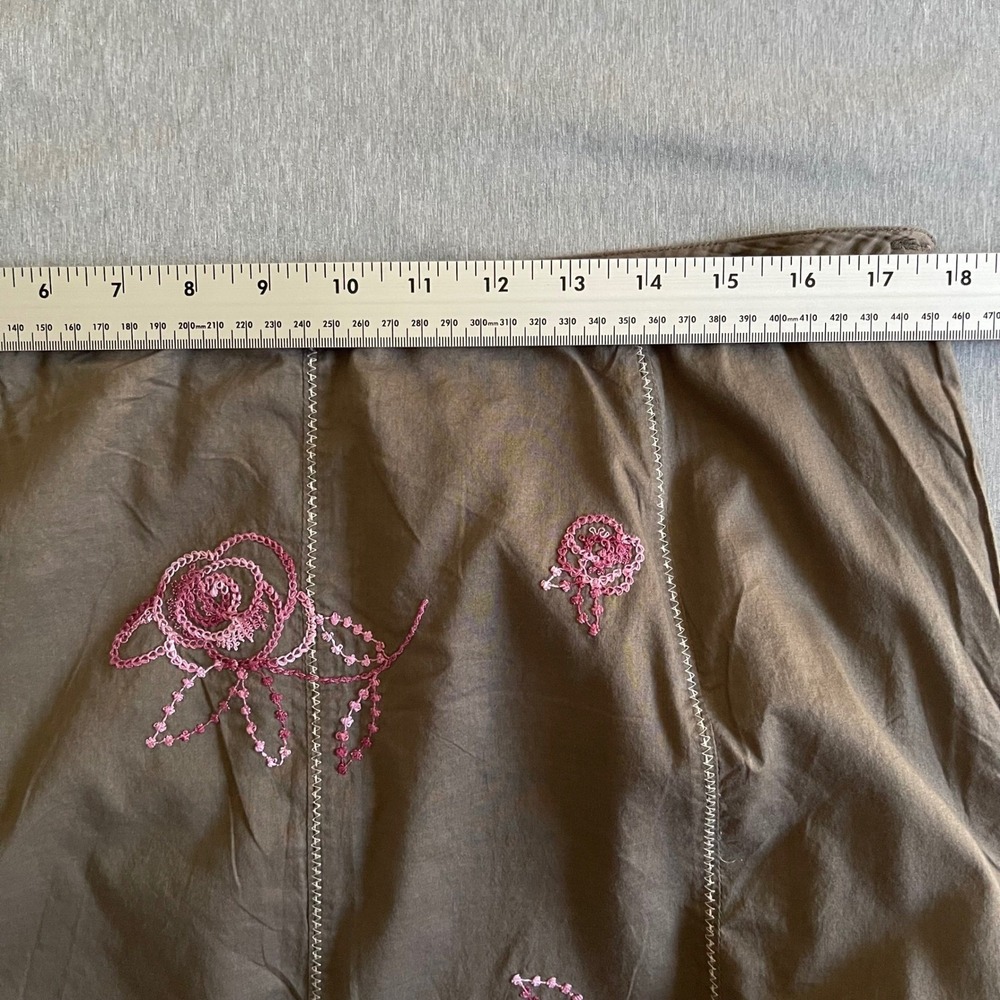 J. Jill Skirt Women 16T Brown Pink Floral Embroidered Lace Boho Cottagecore - Picture 6 of 8